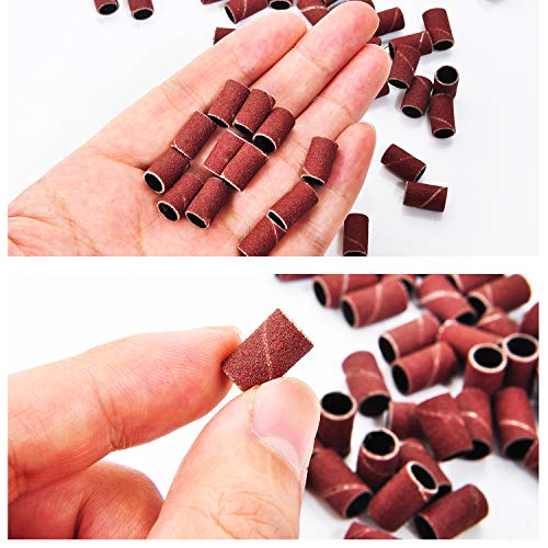 AOVNA 100 Pieces 180# Sanding Bands Pack Nail Sanding Bands Grinding Sand for Electric Nail Drill Nail art Manicure Pedicure Nail Drill (180#)