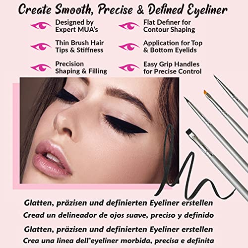 Eyeliner Brush Set Pencil Liquid - Gel Liner Winged Makeup Brushes Small Angle Firm Angled Wing Kit Black Stamp Pen Stencils Thin Flat Stencil Sh