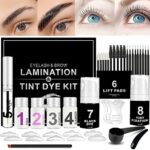 Lucoss 4 in 1 Lash Lift Brow Lamination Kit with Tint,Professional Lash Lift and Tint Kit,Eyelash Lift Kit Black,Eyelash Perming Kit for Home Sal