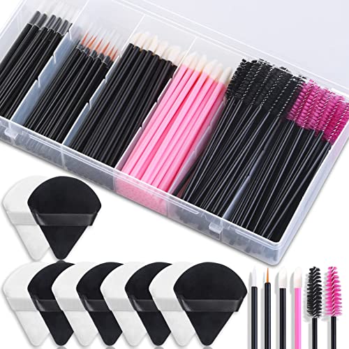 Disposable Makeup Accessories with Makeup Applicators Triangle Makeup Puffs, Mascara wands, Disposable Lip Applicators, Eyeliner Brushes Makeup T