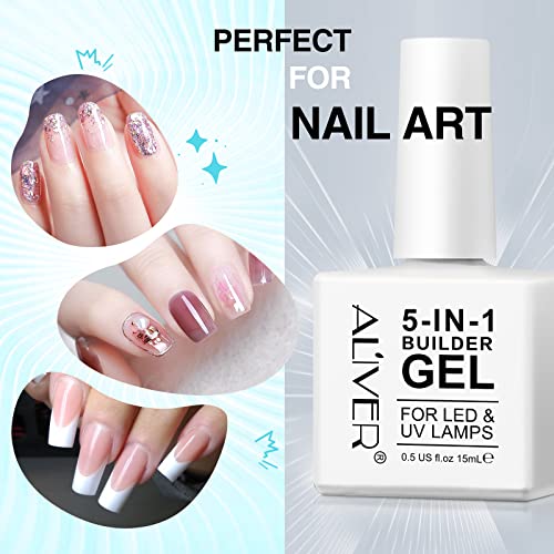 Builder Gel for Nails, 5 in 1 Gel Builder for Nails Strengthener, UV/LED Nail Polish Gel for Nail Art Decoration, Professional Manicure False Nai