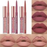 6Pcs Matte Liquid Lipstick Lip Liner Set Velvety Nude Lipstick Stay On 24 Hours Waterproof Non-Stick Cup Not Fade Liquid Lipstick Lipliner Make U