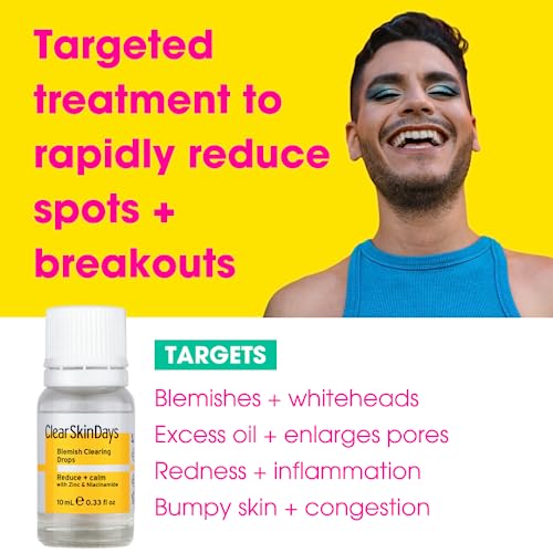 Clear Skin Days 2% Niacinamide, 2% Salicylic Acid, & 1% Zinc Spot, Pimple & Acne Treatment - Blemish Clearing Drops - Reduce Breakouts, Calm and