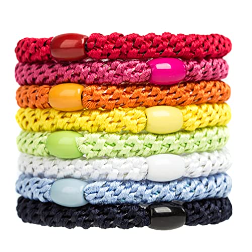 GYGYL 8Pcs Black Hair Ties for Women Girls, Elastics Hair Bands Ponytail Holders for Thick Hair, No Damage No Crease Hair Elastics