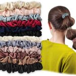 12 Pcs Satin Silk Hair Scrunchies Ties, Small Size Ponytail Holder Ropes Hair Accessories Scrunchies 12 Colors Fine Elastic Hair Bands for Women