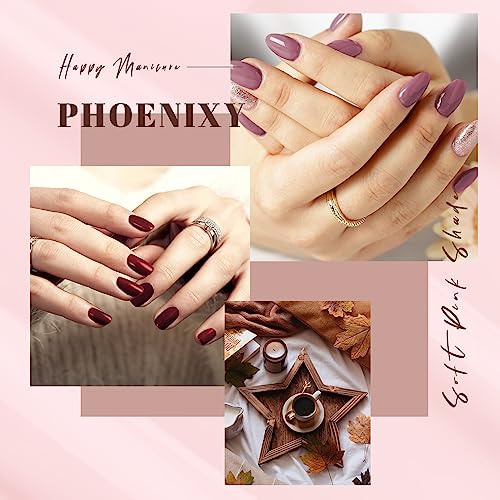 Gel Nail Polish Kit with U V/LED Nail Lamp Phoenixy 14 Colours 10ml Soak Off Gel Nail Polish Set and Glossy Matte Base Top Coat Gift Set for Wome