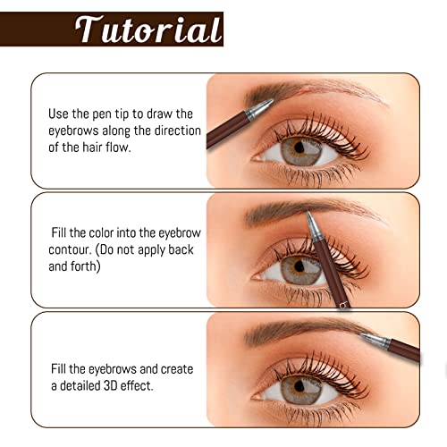 Eyebrow Pencils 2 Pack, Ultra-Fine Waterproof Brow Pen in Light Brown & Gray, Microfilling Felt Tip for Precision, Long-Lasting Makeup, Natural D