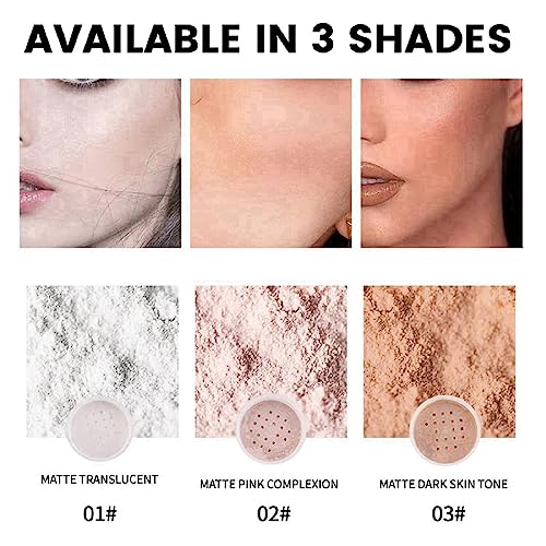 Setting Powder,Pink Face Powder,Loose Powder,Make Up Translucent Setting Powder,Loose Setting Powder With Powder Puff,Control Oil Fixing Face Pow