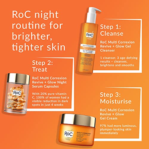 RoC - Multi Correxion Revive + Glow Vitamin C Gel Cream - Anti Wrinkle and Aging Moisturiser - Visibly Plumps and Brightens Skin - Hypo-Allergeni