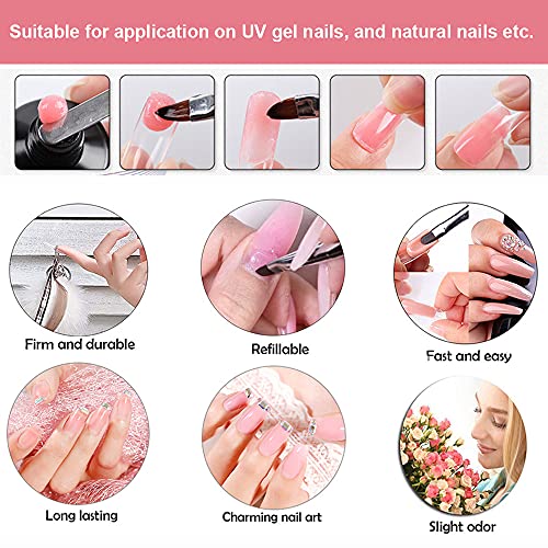 Anself Extension Nail Gel Kit with Lamp- Nails Extension UV Gel Set 3 Colors Quick Nail Extension Builder Gel, 100PCS Acrylic Nail Tip, Nail Buil