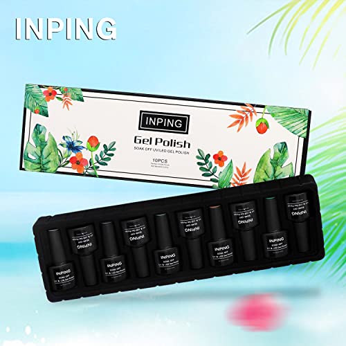 INPING Pastel Gel Nail Polish, 10 Color Spring Summer Nail Polishes Set Candy Macaroon Collection Required Soak Off UV/LED Lamp for Starter DIY N