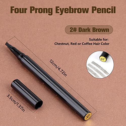 Eyebrow Pencil, Waterproof Brow Pen with 4 Micro-Fork Tip Microblading Eyebrow Pen Long-Lasting Brow Tint Brow Microblading Pencil for Makeup Beg