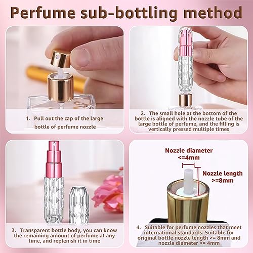 HONZUEN 5ML Perfume Atomiser 5 Pack Mini Refillable Perfume Bottles Underfill Empty Travel Bottle Fine Mist Sprayer Portable Eau Atomizer for Poc