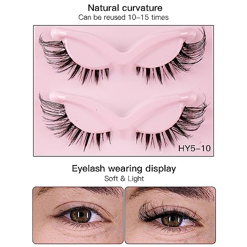 Eyelashes Fox Eye Lashes - Cat Eye Lashes - Natural Look False Eyelashes Fluffy Wispy Eyelashes 5 Pairs