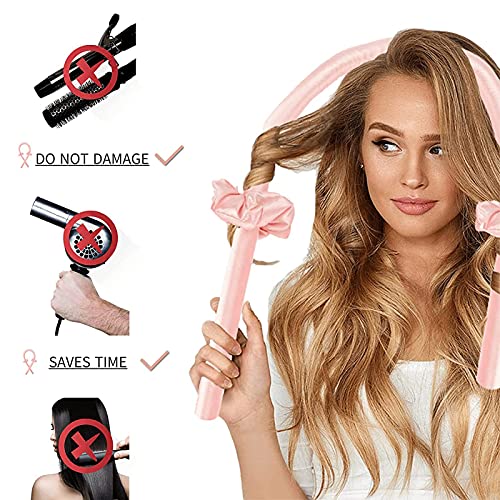 Heatless Curling Hair Rollers,No Heat Rod Headband Set Silk Ribbon with Soft Foam Sleeping Curler Wave Hair Styling Tools for Long Medium Hair,DI