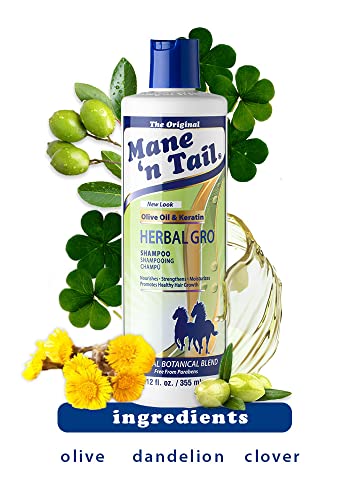 Mane ‘n Tail Herbal Gro Shampoo 355 ml (Pack of 1) – Olive Oil Complex – Natural Herbs – Prevents Breakage, Frizz, and Split ends, Safe for treat