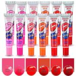 (12 Pcs) Lip Stain Peel Off, Lip Tattoo Lipstick,6 Colors Peel Off Lipstick,Waterproof Tear Lip Stain Cosmetic Gift Set for Girls,Peel off Lip St