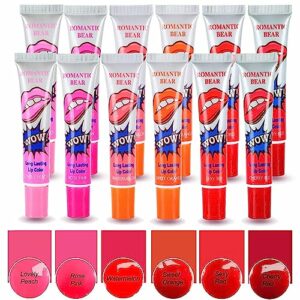 (12 Pcs) Lip Stain Peel Off, Lip Tattoo Lipstick,6 Colors Peel Off Lipstick,Waterproof Tear Lip Stain Cosmetic Gift Set for Girls,Peel off Lip St