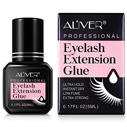 Eyelash Extension Glue,Extra Strong Professional Lash Glue Drys in 1-2s with 6-7 Week Retention by Existing Beauty Lashes,Black Adhesive for Semi