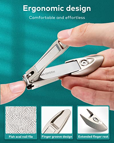 Nail Clippers Set for Thick Nails, Professional Nail Cutter with Catcher, Medical Grade Stainless Steel, Sharp and Durable Nail Clipper Kit for M