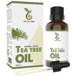 ORGANIC Tea Tree Oil 50ml with pipette, vegan – 100% pure tea tree essential oil from Australia – Treatment for blemished skin, inflammatory skin