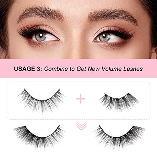 Glowingwin Half Lashes with clear band Fake Lashes Cat Eye Lashes Natural Look False Eyelashes 10 Pairs Corner Lashes 3/4 Lashes Handmade Transpa