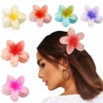 Flower Hair Clip, Nonslip Flower Claw Clips Strong Hold Hawaiian Claw Clip for Medium Thick Hair Hair Claw Clips for Women and Girls (A# 6 PCS)