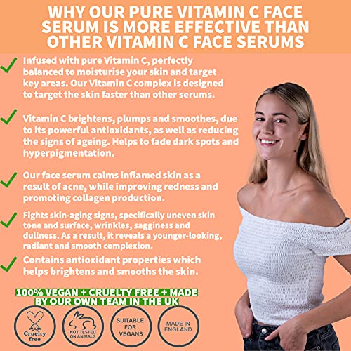 Nature Spell Pure Vitamin C Face Serum 30 ml - Brightens Skin - Minimise Enlarged Pores – Anti Aging Serum for Face - Suitable for All Skin Types
