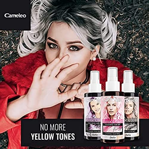 Cameleo - Hair Spray Toner - Silver Mist - For Blonde, Platinum, Grey Hair - Ready To Use, Spray & Go - Semi Permanent - Instant Colouring - 150m