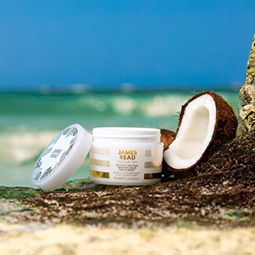 JAMES READ Coconut Melting Light/Medium Gradual Self Natural Golden Tan Balm for Face & Body, Hydrating Oil Softens & Nourishes the Skin Lasts up