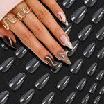 Fake Nails Tips Acrylic Nail Art Full Cover Almond False Nails Long Almond Stiletto False Nail Clear Press on Nail Extension Kit for Women Girls
