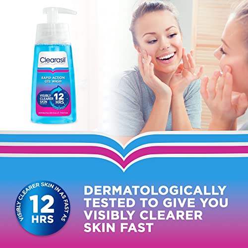 Clearasil Ultra Rapid Action Gel Wash, Unclog Pores For A Visibly Clearer Skin, Remove Dirt & Spots, Pack Of 3 x 150ml
