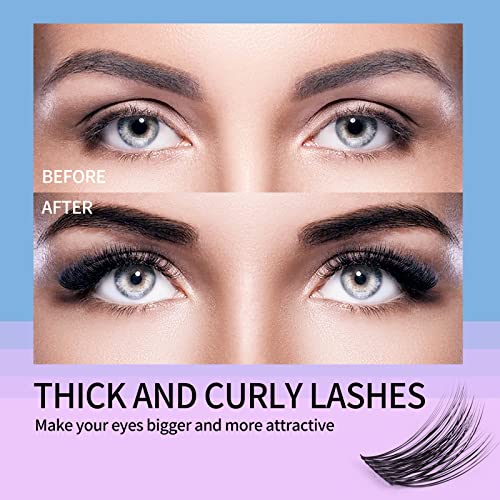 Individual Lashes,Wispy Cluster Lashes 45 Cluster Lashes D Curl DIY Eyelash Extension At Home-Russian Volume Cluster Lashes Mix Length 10/12/14/1