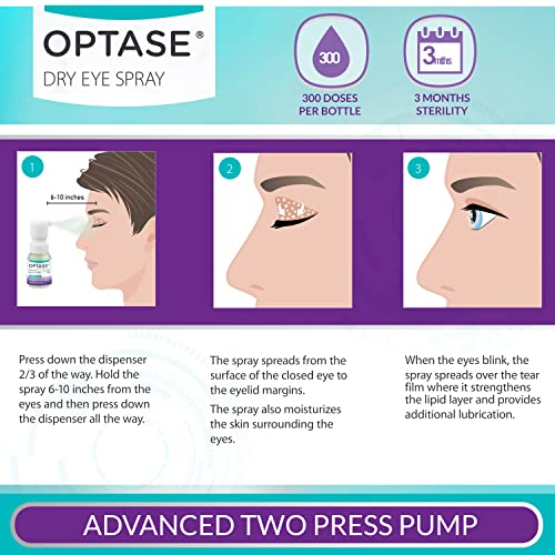 Optase Dry Eye Spray – A Preservative and Phosphate Free Dry Eye Spray for Itchy, Irritated Eyes and Eyelids - 300 Doses - 17ml