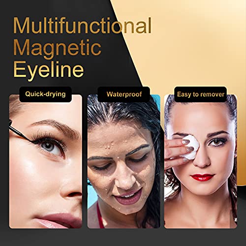 Magnetic Eyelashs, Larbois 5 Paires Eyelashes Natural Look with Eyeliner Kit, Self Adhesive&Reusable Fluffy Fake Set and Waterproof&Long Lasting
