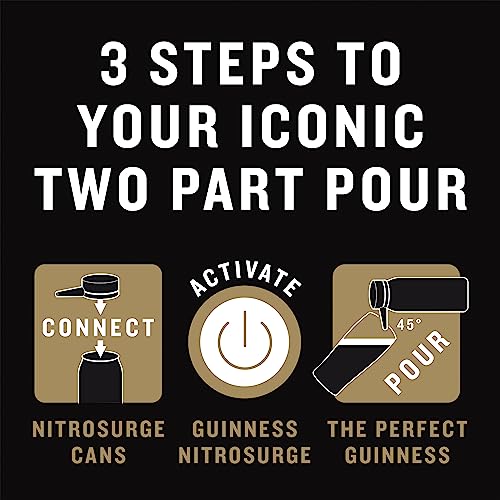 Guinness Draught Nitrosurge Beer Stout Cans 4x558ml, 4.1% vol. Bring Home the Perfect Pour. (Nitrosurge device & Beer glasses Sold Separately)