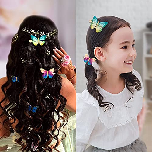 Mesmeriser Realistic Butterfly Clips Pack of 10 – 5 Assorted Matte Coloured Hair Clips for Girls – Cute Duckbill Slides in Box Packaging for Easy