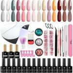 Gel Nail Polish Kit with U V/LED Nail Lamp Phoenixy 14 Colours 10ml Soak Off Gel Nail Polish Set and Glossy Matte Base Top Coat Gift Set for Wome