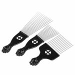 3Pcs Afro Combs, Professional Metal African American Hair Comb for Hairdressing Styling Tool