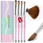 Saviland Acrylic Nail Brush Set - 4pcs Professional Acrylic Brush Set for Acrylic Powder Application 3D Nail Carving, Nail Art Brushes with Liqui