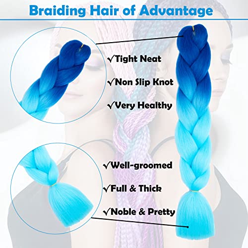 Braiding Hair Extensions Braiding Hair Fashion Synthetic Braid Hair Extensions for Women Braiding Coloured Hair for Braiding DIY Wigs Cosplay (Bl