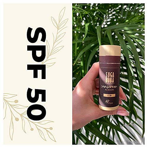 Suga Buba All Seasons Sunscreen Face Stick SPF 50, Eco-Friendly Paper Tube, Bio Face Care, Natural Protection & Ingredients, Face Moisturiser For
