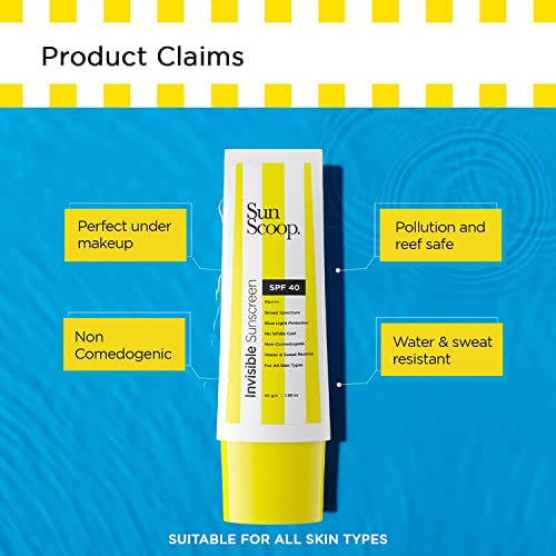 SunScoop Invisible Sunscreen Cream SPF 40 PA+++ | No White Cast | Gel Based Sunscreen | Transparent & Lightweight, Water & Sweat Resistant | 45 G