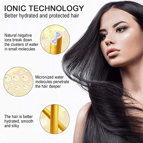 Basuwell Professional Hair Straighteners Wide Plates for Thick Hair Five-Speed Temperature Control Voltage Salon Fast Hair Styler UK Plug, Black