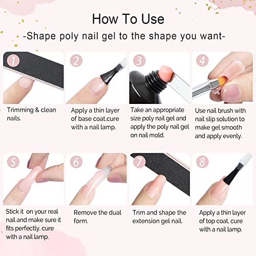 Poly Nail Gel Kit, VANREESA 5 Nude Colours Poly Nail Extension Gel Set with 36W U V Nail Lamp Manicure Tools Builder Enhancement Starter Kit Gift