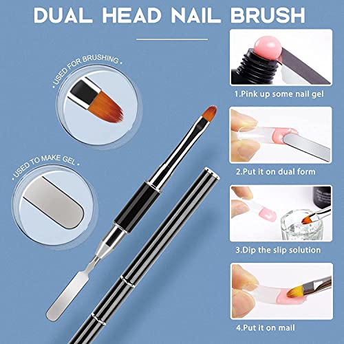 Morovan Slip Solution Poly Gel Nail Extension Gel Slip Solution 2.5oz Anti-stick Gel Solution Liquid With Brush Nail Tips Clips Crystal Cup for P