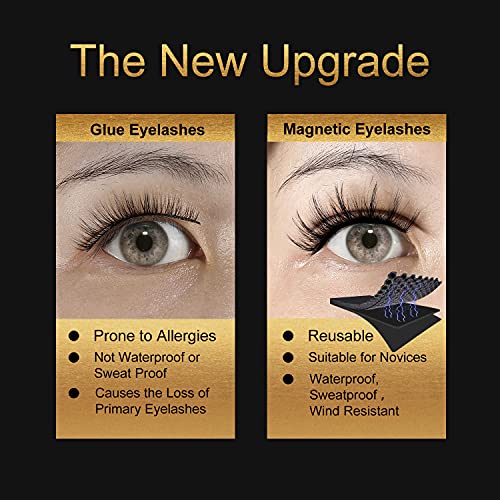 Magnetic Eyelashs, Larbois 5 Paires Eyelashes Natural Look with Eyeliner Kit, Self Adhesive&Reusable Fluffy Fake Set and Waterproof&Long Lasting