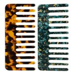 2 Pcs Wide Tooth Comb Hair Detangling Comb Styling Shampoo Comb for Curly Hair Wet Dry Hair Styling （Tortoiseshell, Green）