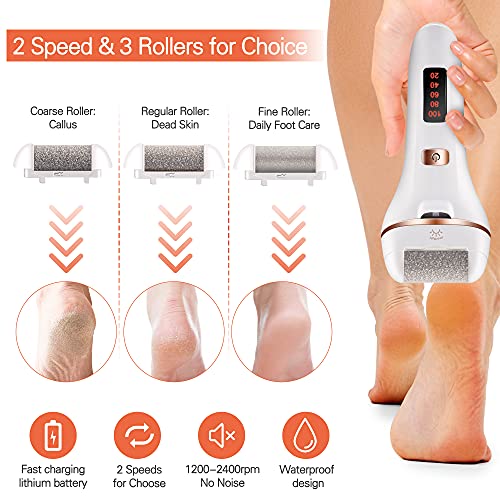Ratukall Electric Foot File Callus Remover, Waterproof 16 in 1 Professional Pedicure Tools Set, Feet Scrubber Dead Skin Hard Skin Cracked Heels C