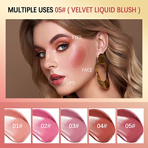 Duoffanny Liquid Blush Soft Cream Face Blush, Long-lasting Blendable Lightweight Moisturizing Beauty Makeup for Cheeks, Natural Looking Matte Fin